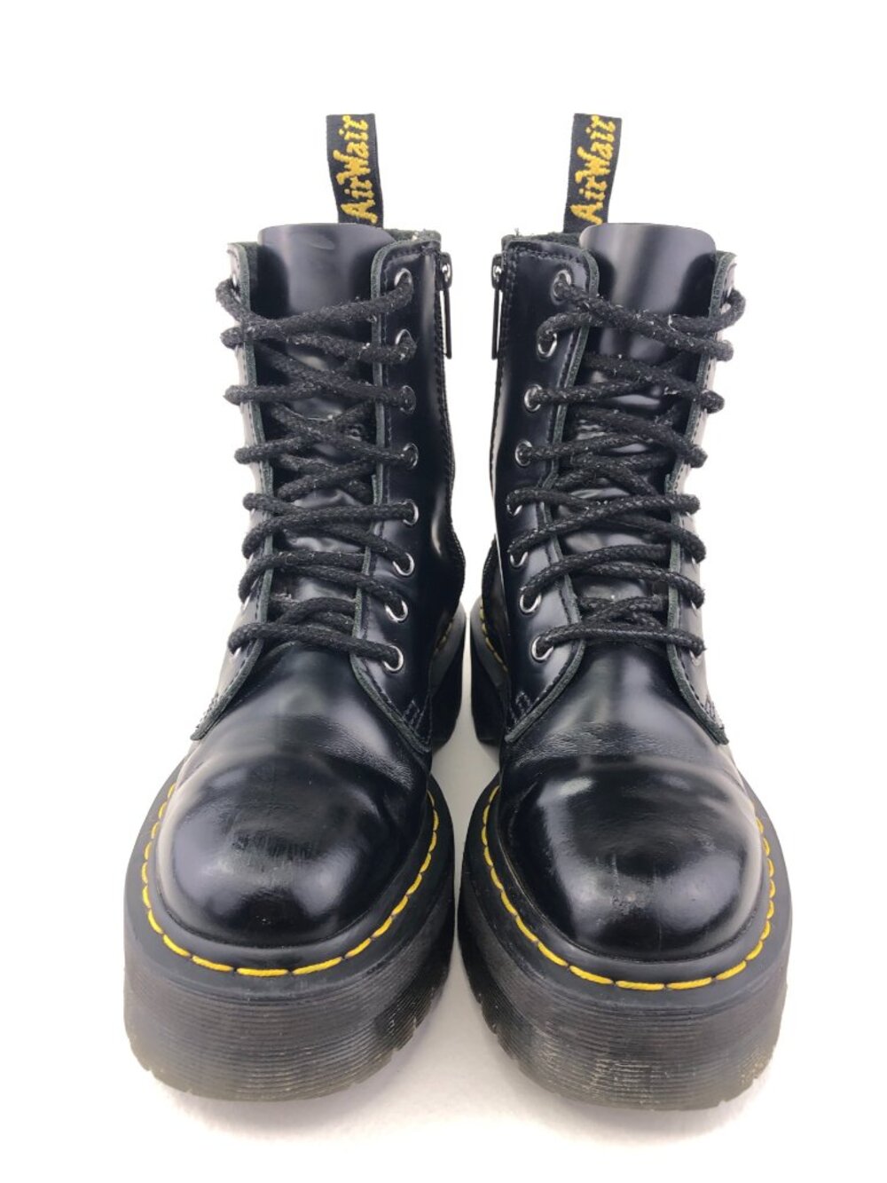 Dr. Martens Jadon Black Leather Platform Combat Boots 7 - Picture 4 of 15